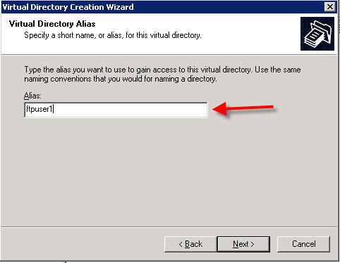 virtual directory wizard