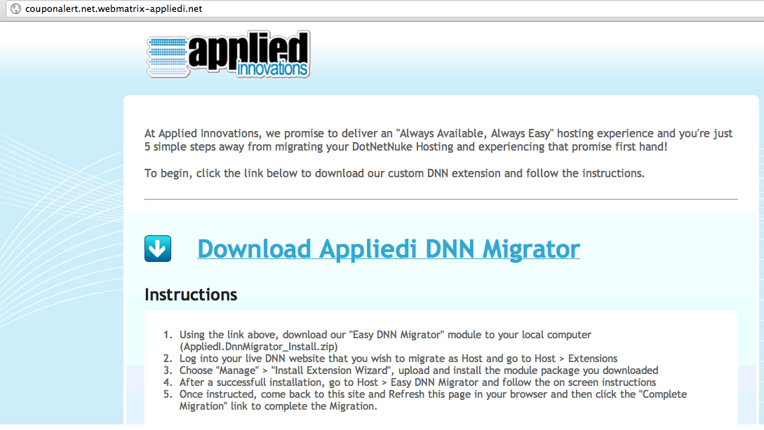 Download Applied Innovations DNN Migrator Download Applied Innovations DNN Migrator