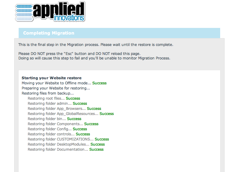 DNN Migrator Final Steps DNN Migrator Final Steps