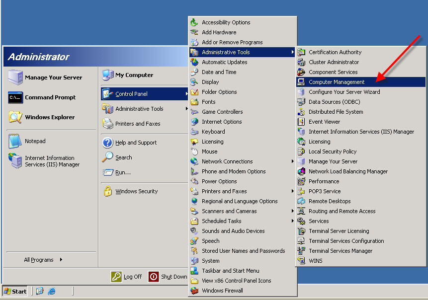 comment configurer le serveur ftp à l'intérieur du serveur Windows 2003